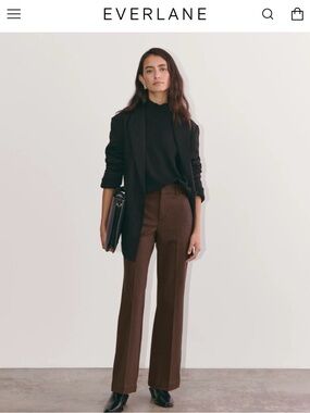 Everlane Bi-Stretch Flare Pant in Brown Houndstooth size 10
